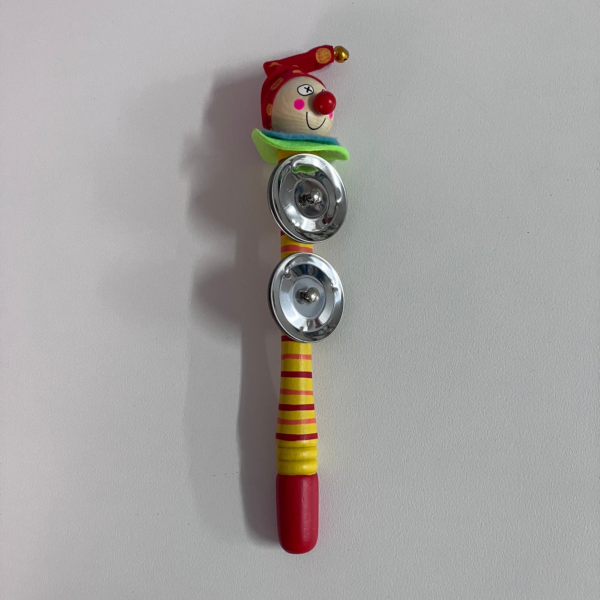 Wooden Tambourine  Stick - Clown - Assorted Designs