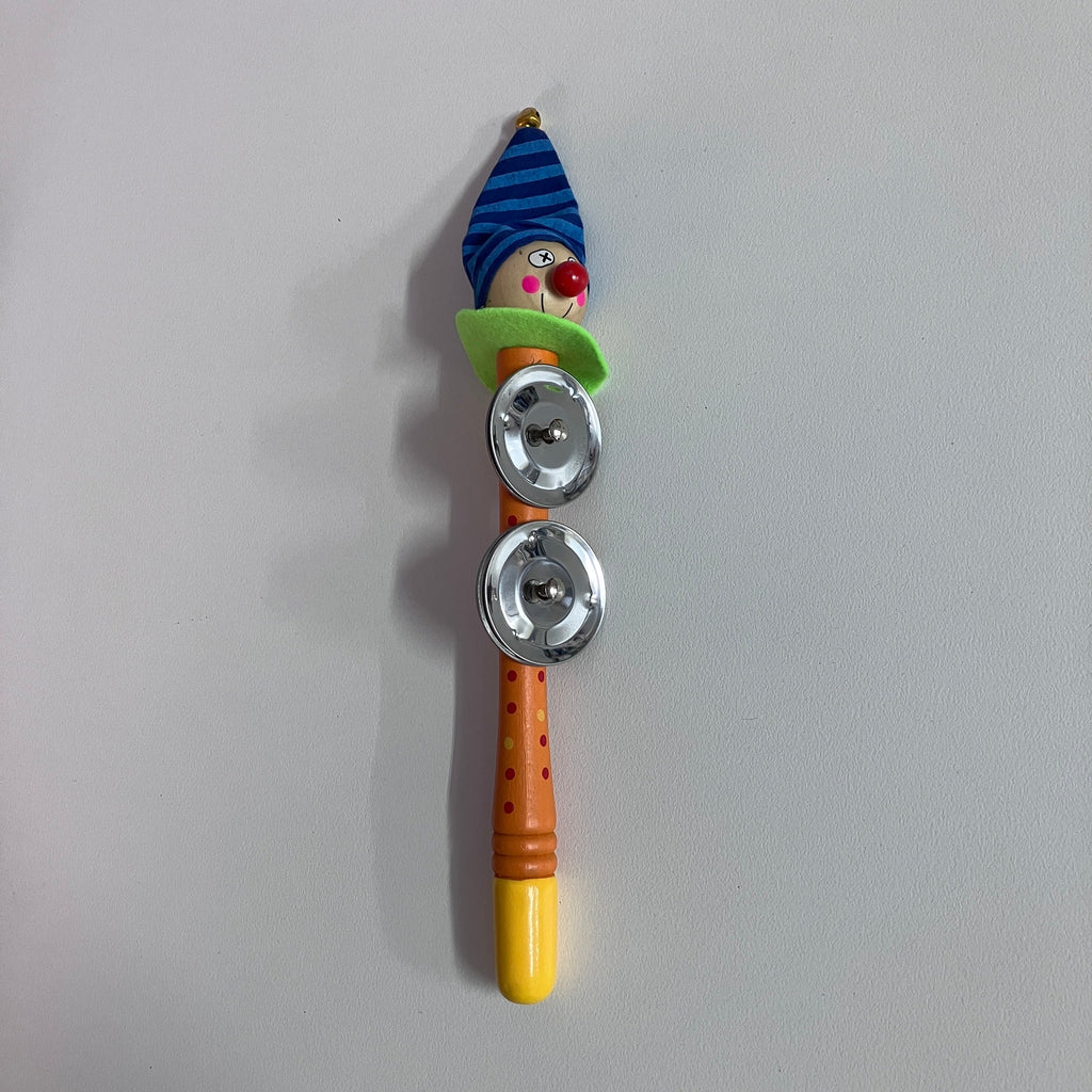 Wooden Tambourine  Stick - Clown - Assorted Designs