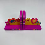 Wooden Bookends - Flower, Hearts & Butterfly