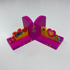 Wooden Bookends - Flower, Hearts & Butterfly
