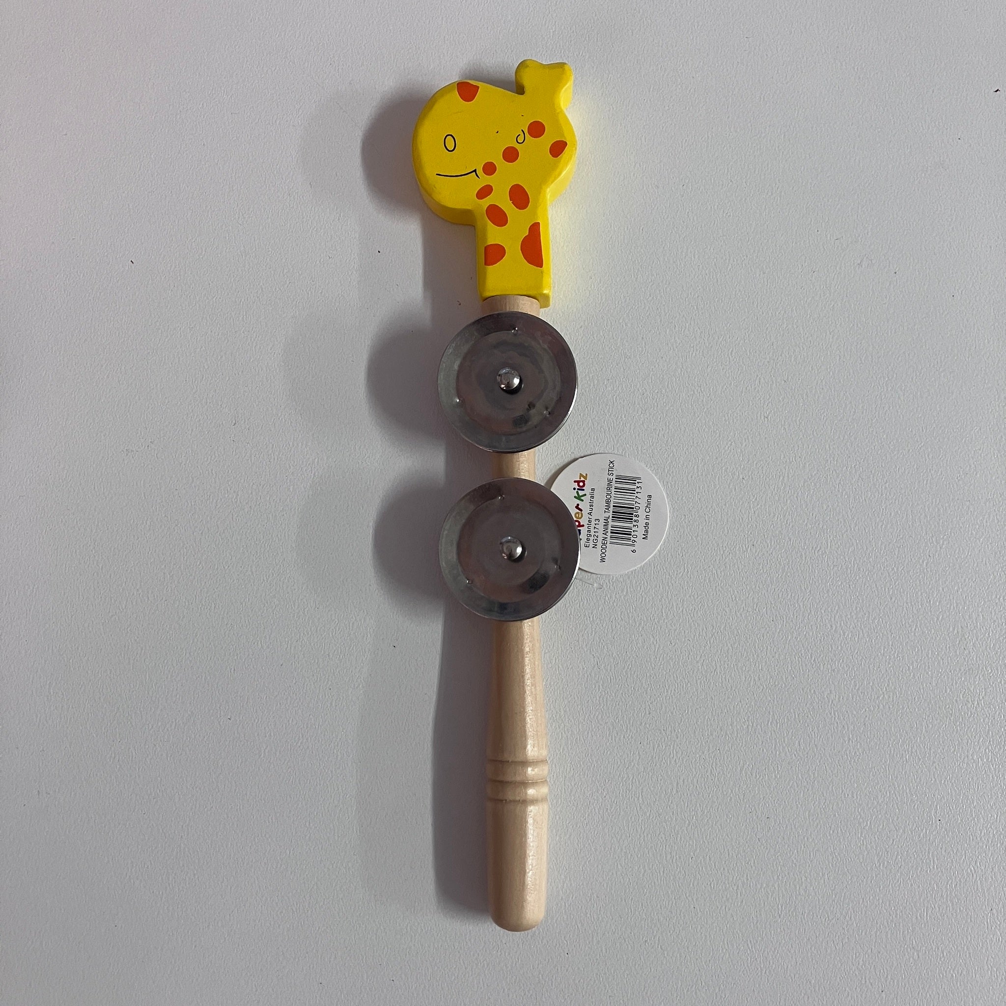 Wooden Tambourine  Stick - Animals - Assorted Designs