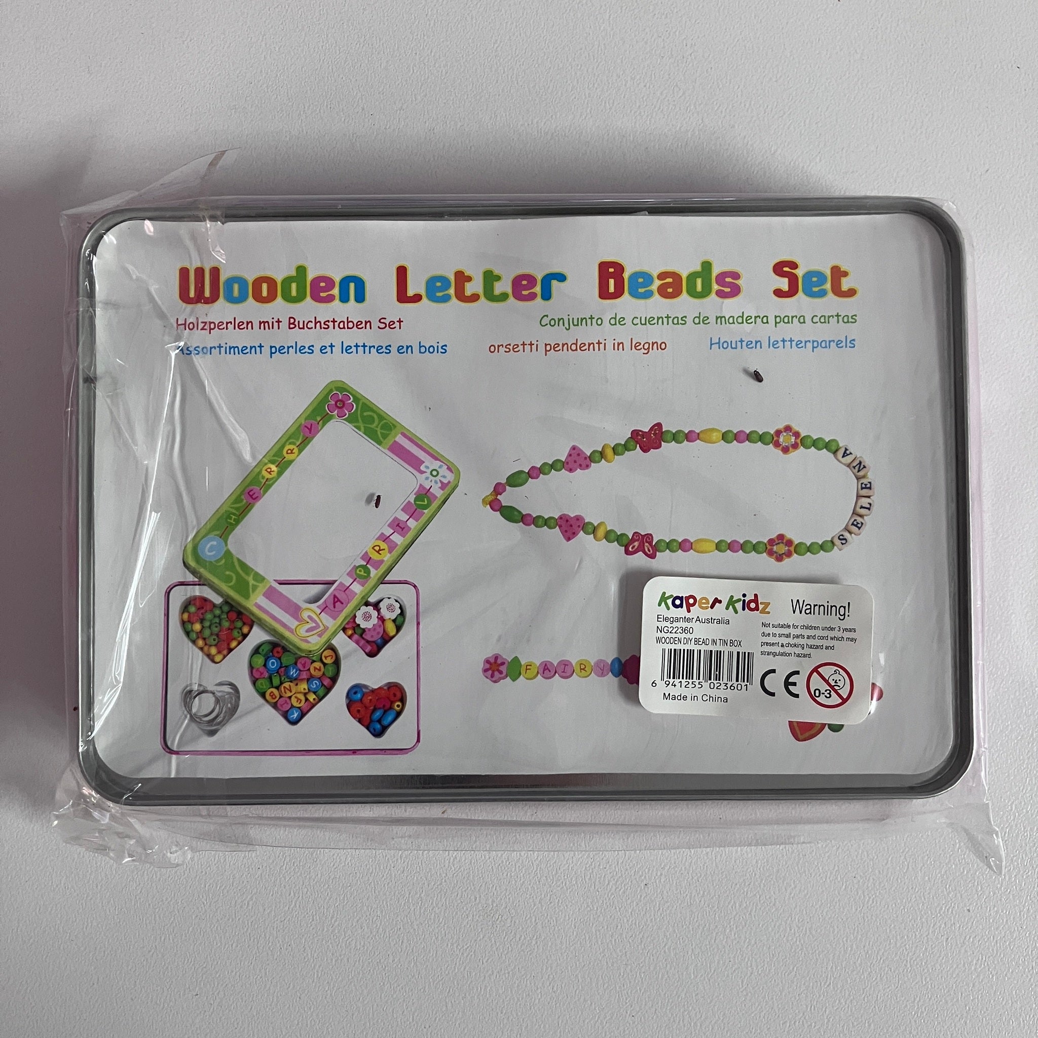 Wooden DIY Beads in Tin Box