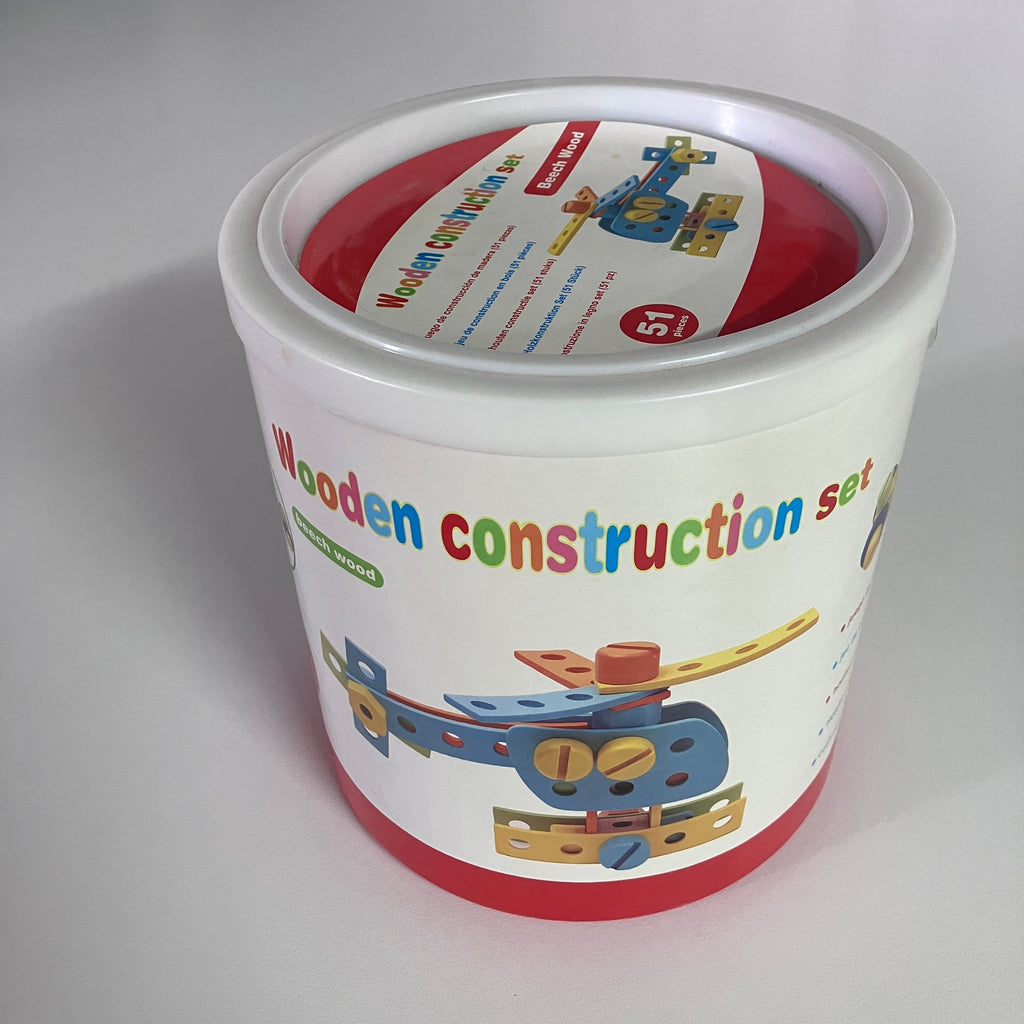 Wooden Construction Set in Carry Bucket