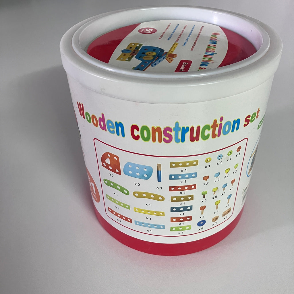 Wooden Construction Set in Carry Bucket