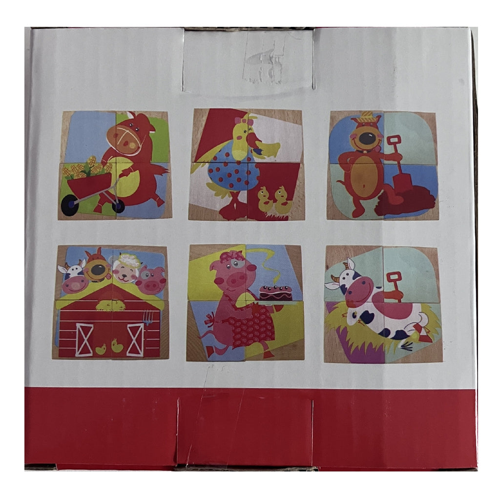 Wooden Cube Block Puzzle - Farm Animals