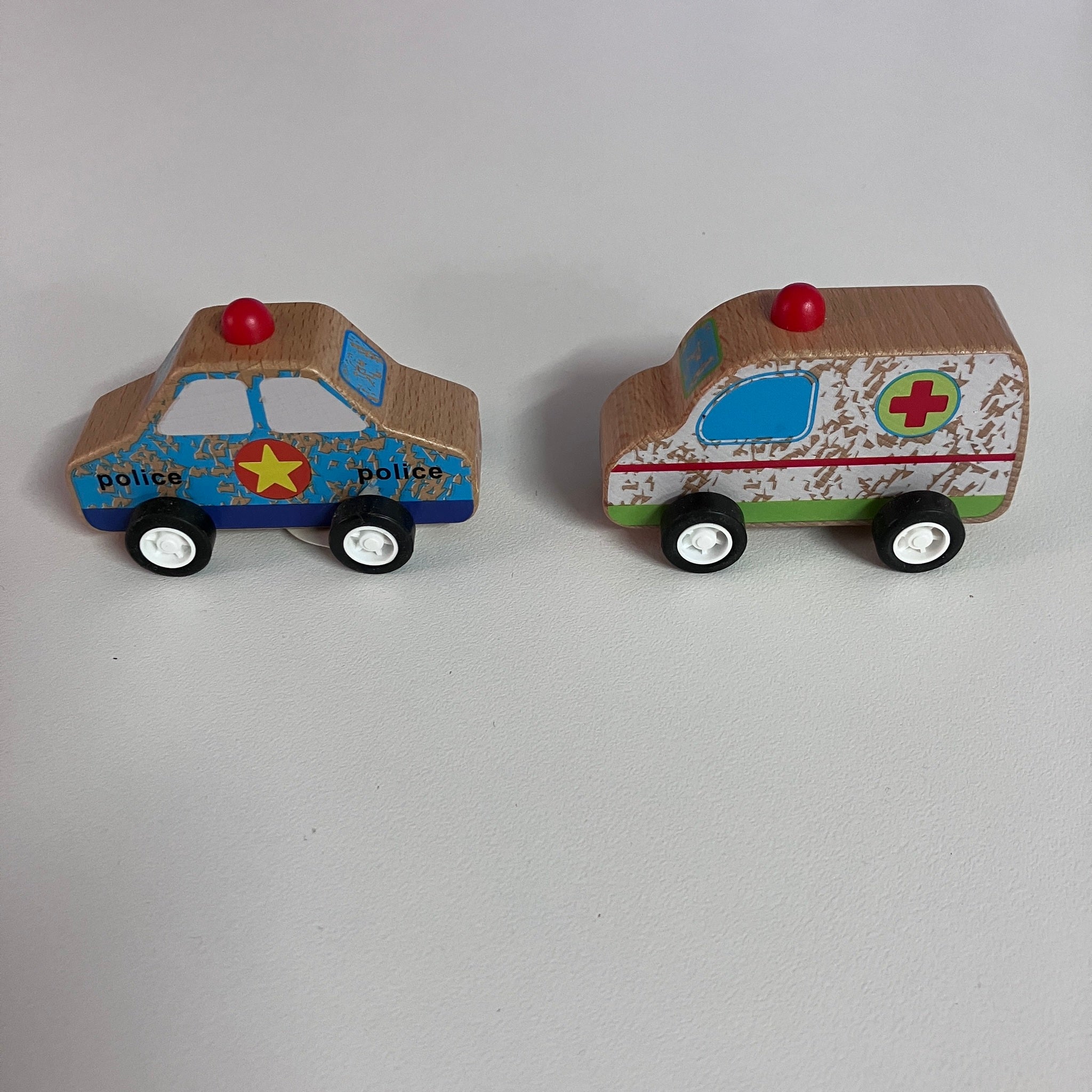 Wooden Pull Back Emergency Car - Assorted Designs