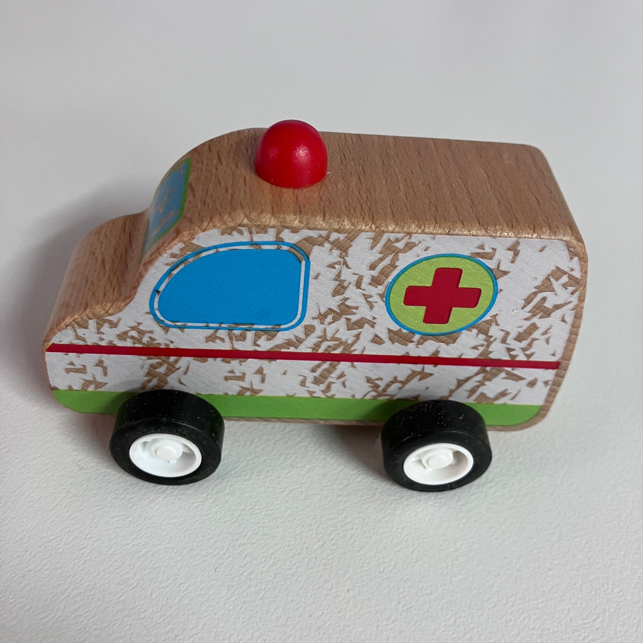 Wooden Pull Back Emergency Car - Assorted Designs