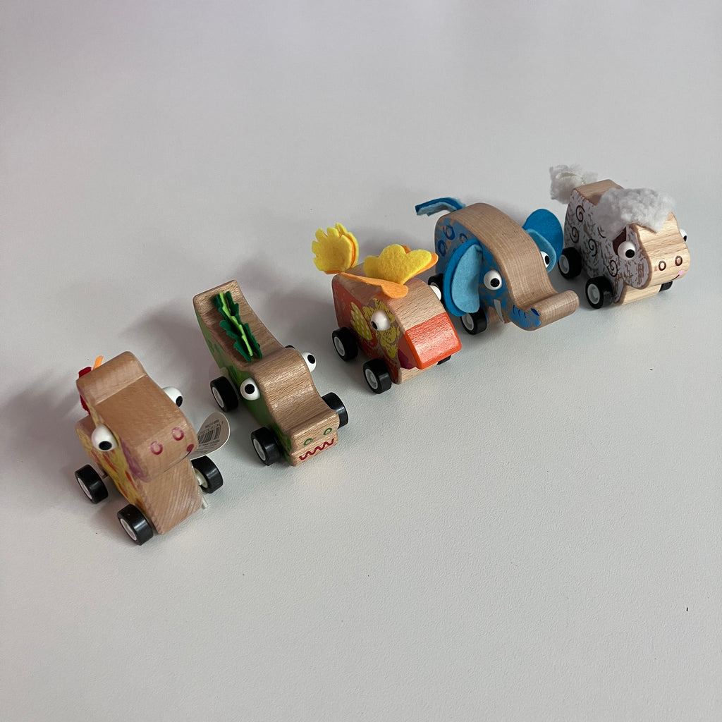 Wooden Pull Back Animal Car - Assorted Designs