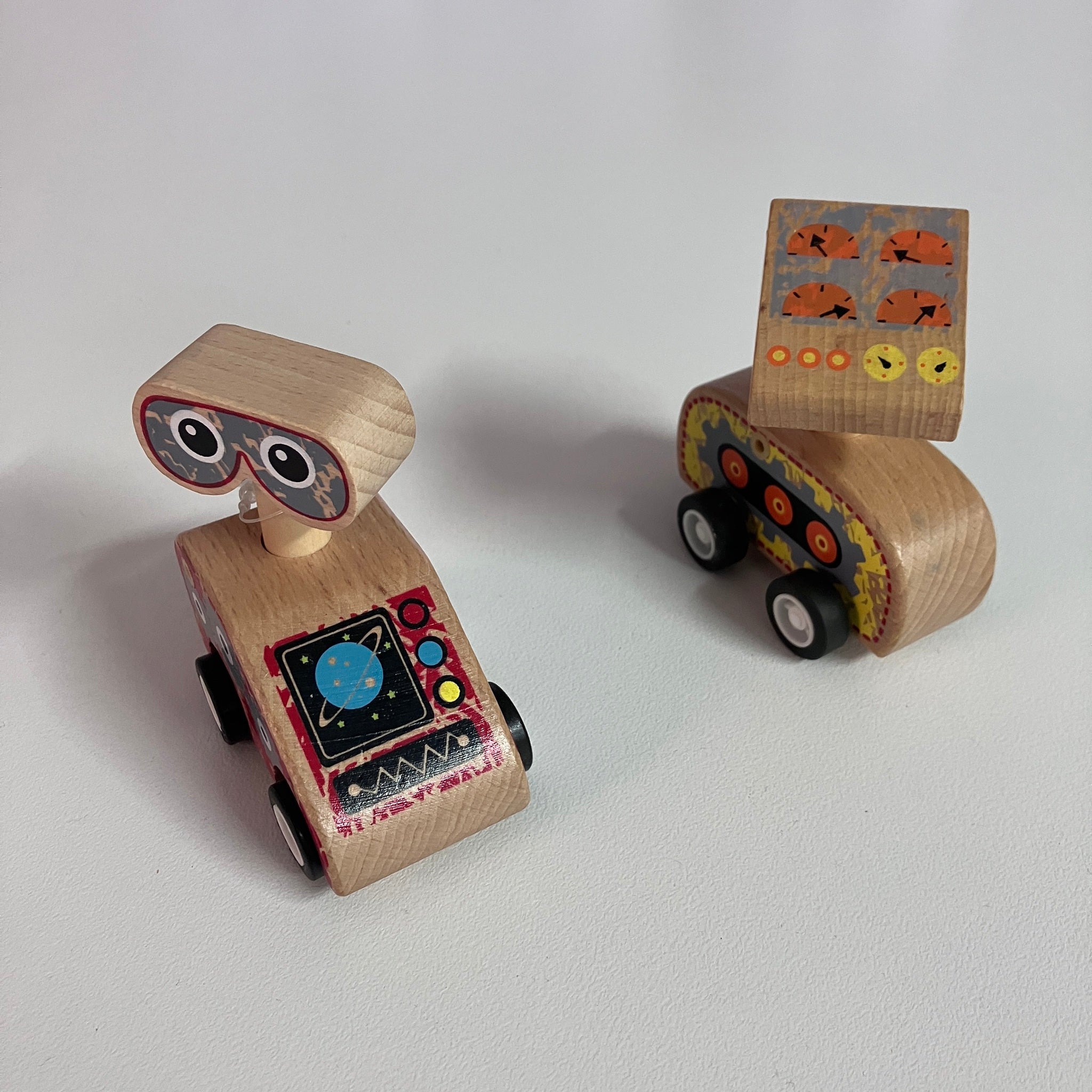Wooden Pull Back Robot Car - Assorted Designs