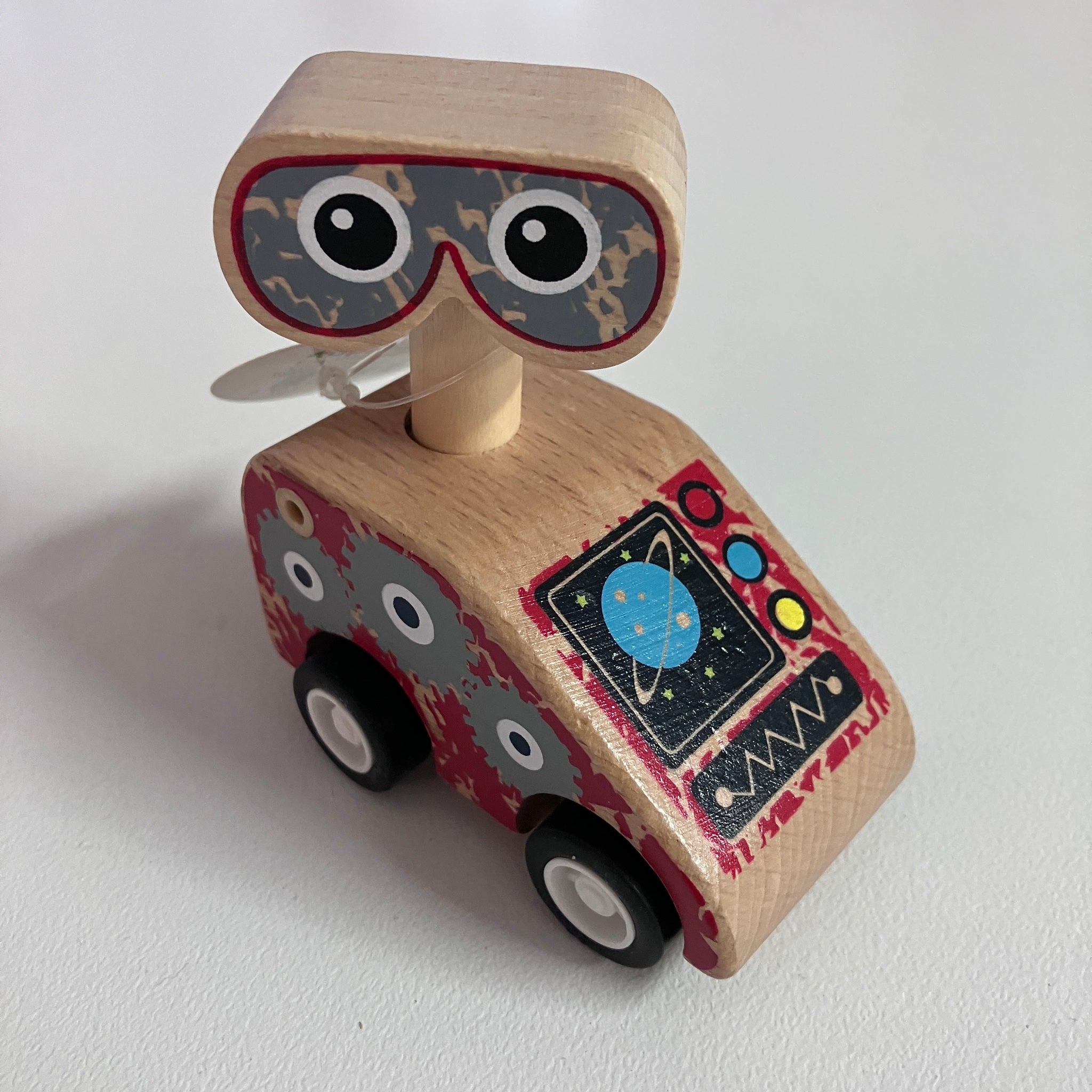 Wooden Pull Back Robot Car - Assorted Designs