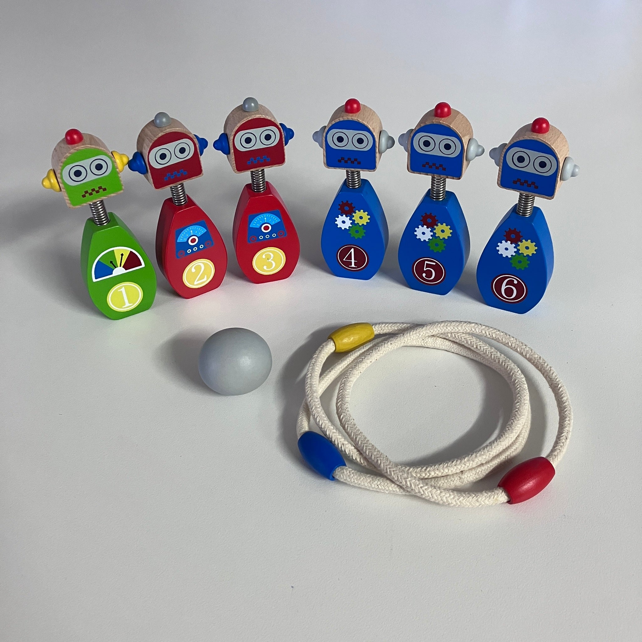 Wooden Skittles & Quoits Set - Robots