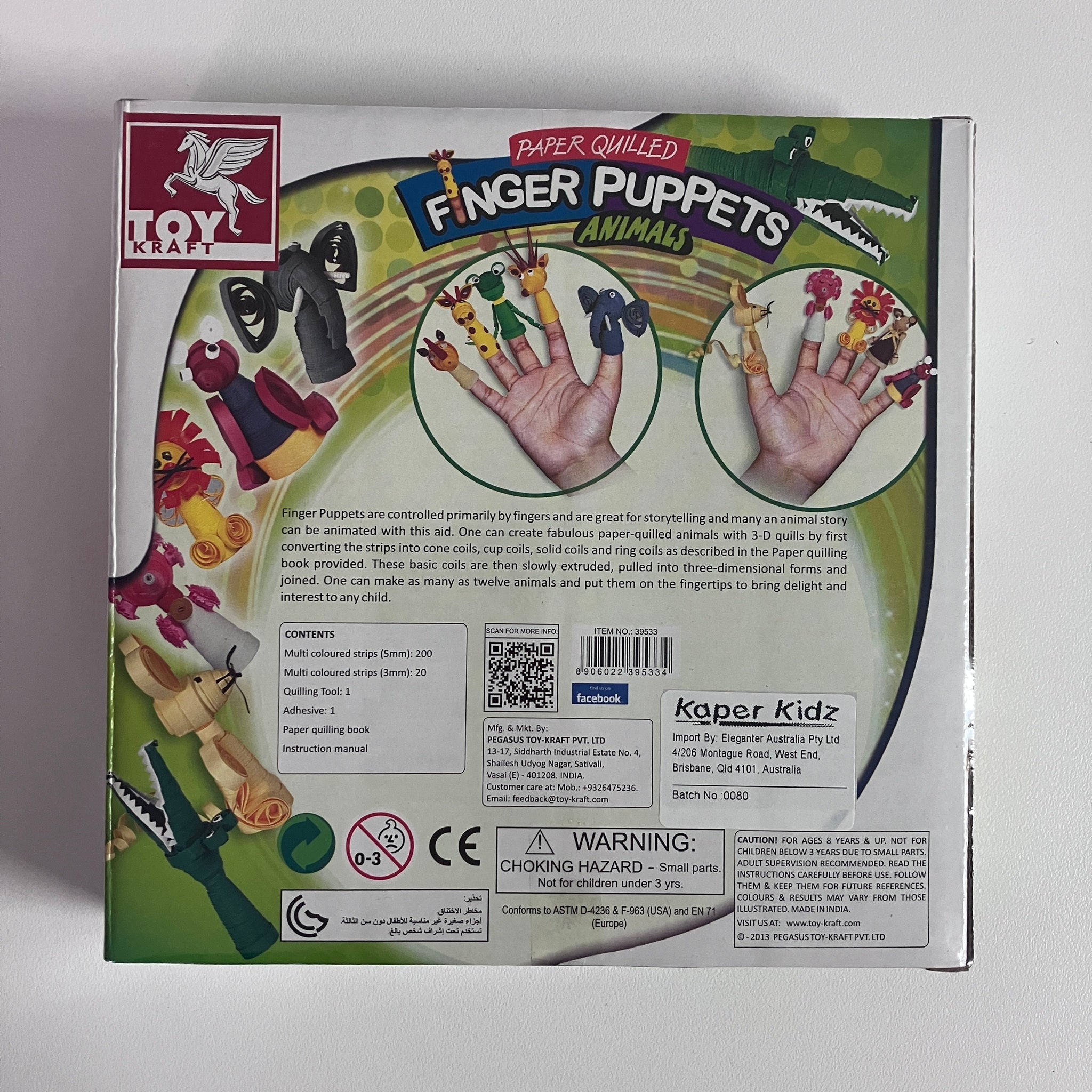 Paper Quilling Kit - Finger Puppet Animals