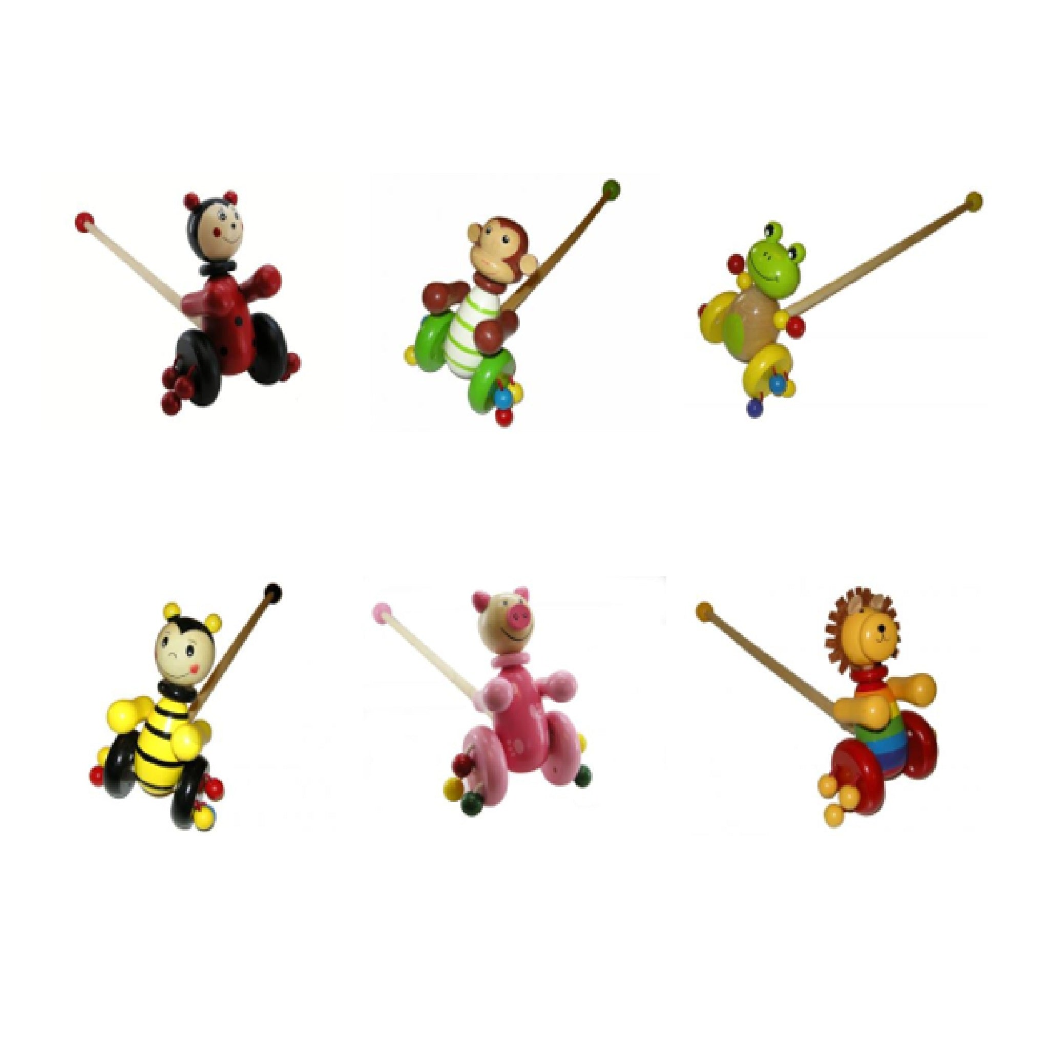 Wooden Push Along Animals - Assorted Designs