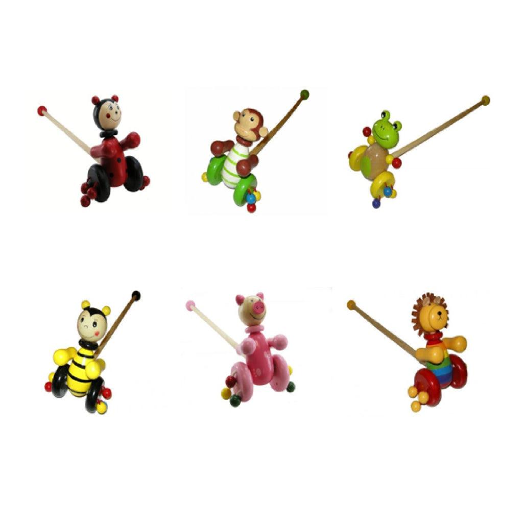 Wooden Push Along Animals - Assorted Designs