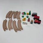 Wooden Train Set in Tin Carry Case