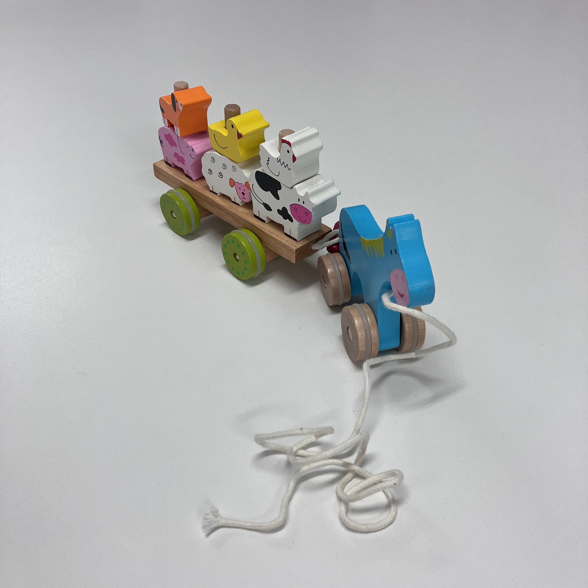 Wooden Pull Along Farm Animal Cart