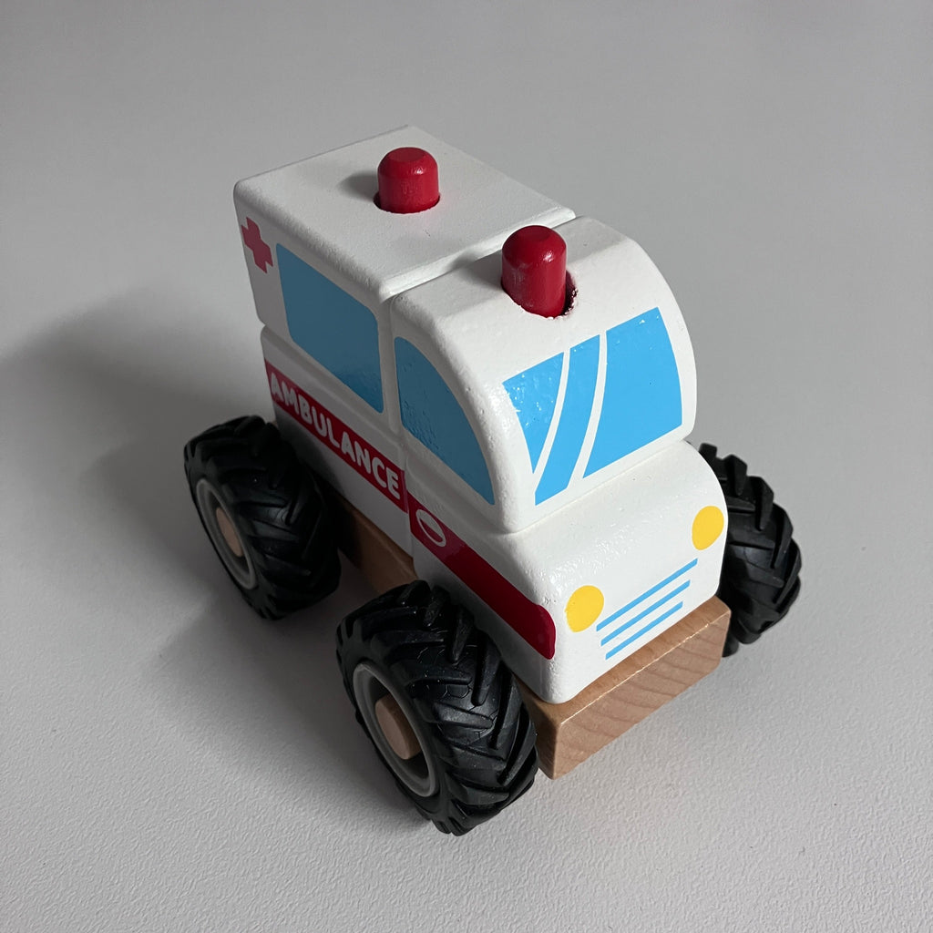 Wooden Block Vehicle - Ambulance