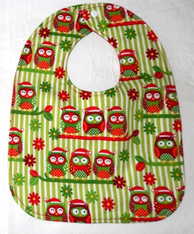 Reversible Bib – Red / Christmas Owls