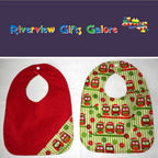 Reversible Bib – Red / Christmas Owls
