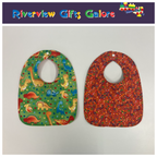 Reversible Bib – Green Dinosaurs / Red with Spots