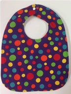 Reversible Bib – Elephants / Purple with Spots