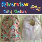 Reversible Bib - Pastel Elephants / Stripes