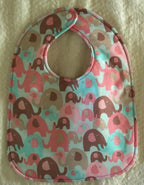 Reversible Bib - Pastel Elephants / Stripes