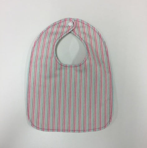 Reversible Bib - Pastel Aqua Elephants / Stripes