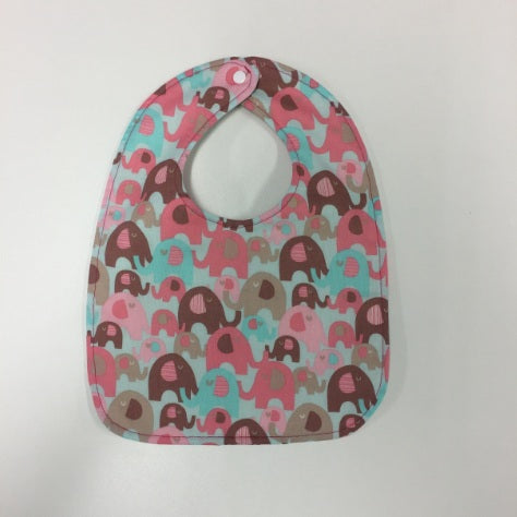 Reversible Bib - Pastel Aqua Elephants / Pastel Elephants