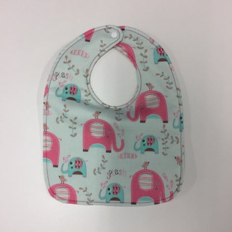 Reversible Bib - Pastel Aqua Elephants / Pastel Elephants