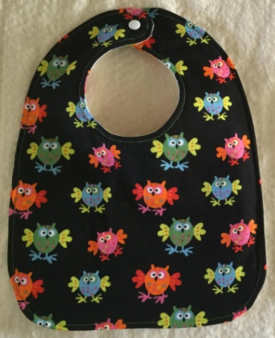 Reversible Bib - White Owls / Black Owls