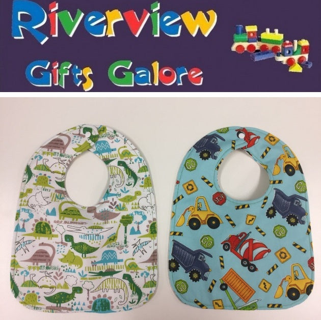 Reversible Bib - Dinosaurs / Trucks