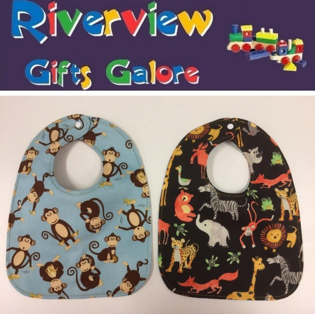 Reversible Bib - Jungle / Monkeys