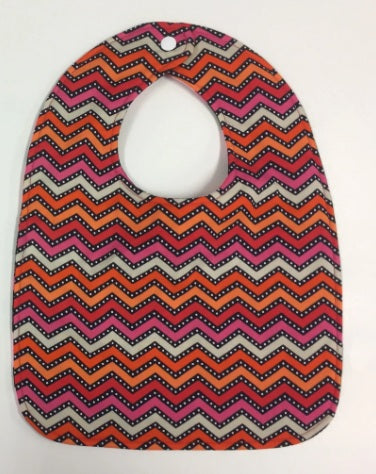 Reversible Bib - Elephants on Black / Colourful Chevron