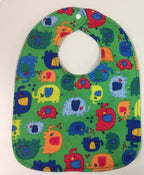 Reversible Bib - Green Elephants / Blue Elephants