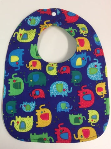 Reversible Bib - Green Elephants / Blue Elephants
