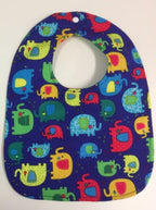 Reversible Bib - Green Elephants / Blue Elephants