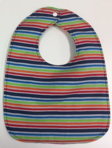 Reversible Bib - Green Elephants / Stripes