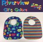 Reversible Bib - Blue Elephants / Stripes