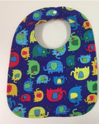 Reversible Bib - Blue Elephants / Stripes