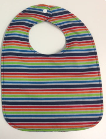 Reversible Bib - Blue Elephants / Stripes