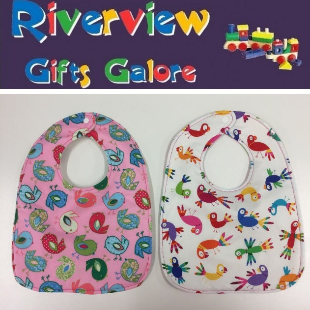 Reversible Bib - Pink Birds / Brazil Birds