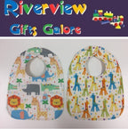 Reversible Bib - African Animals / Multi Coloured Giraffes