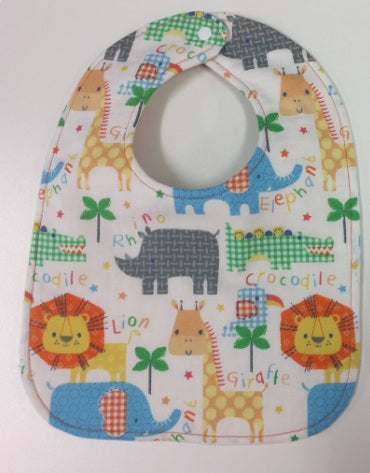 Reversible Bib - African Animals / Multi Coloured Giraffes