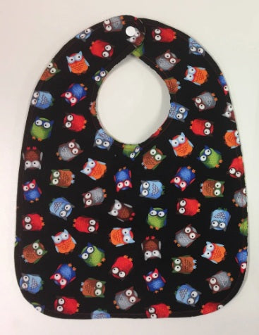 Reversible Bib - Black Owls / Multi Chevron