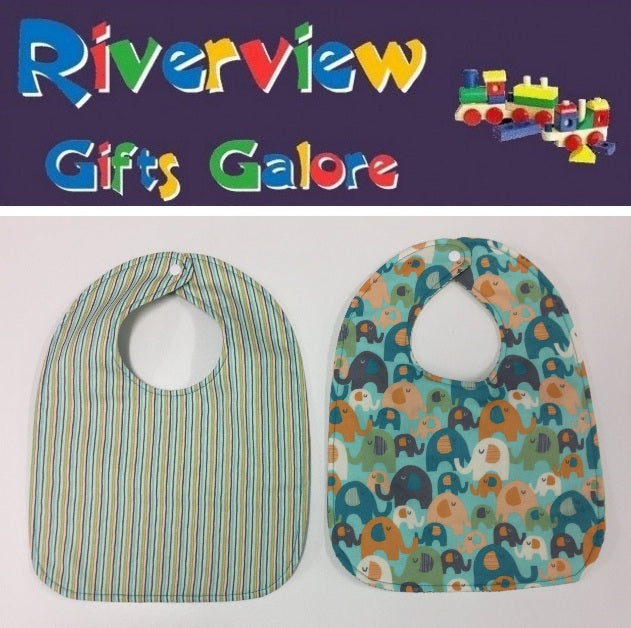 Reversible Bib - Elephants / Stripes