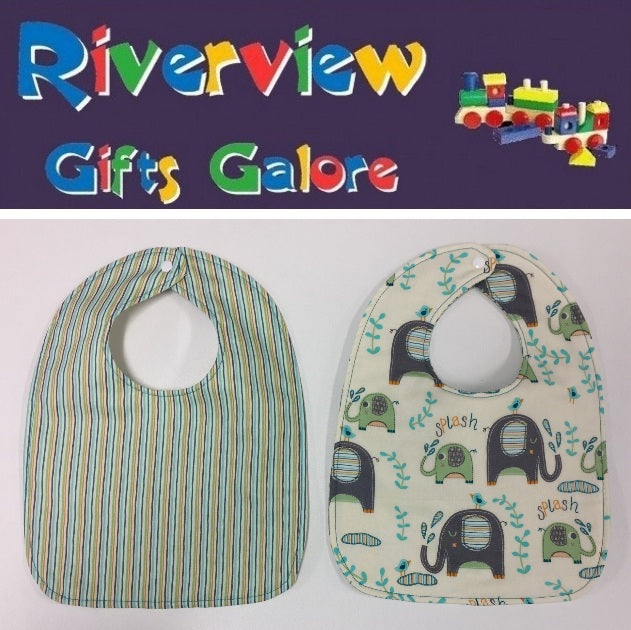 Reversible Bib - Elephants / Stripes