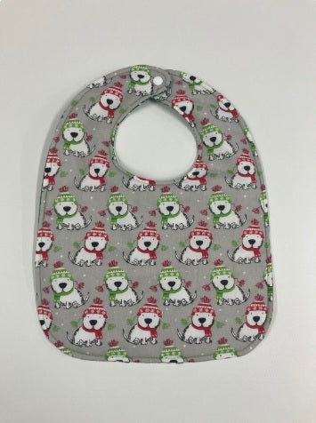 Reversible Bib - Christmas Dogs / Green
