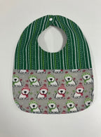 Reversible Bib - Christmas Dogs / Green