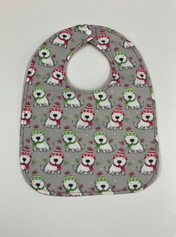 Reversible Bib - Christmas Dogs / Red